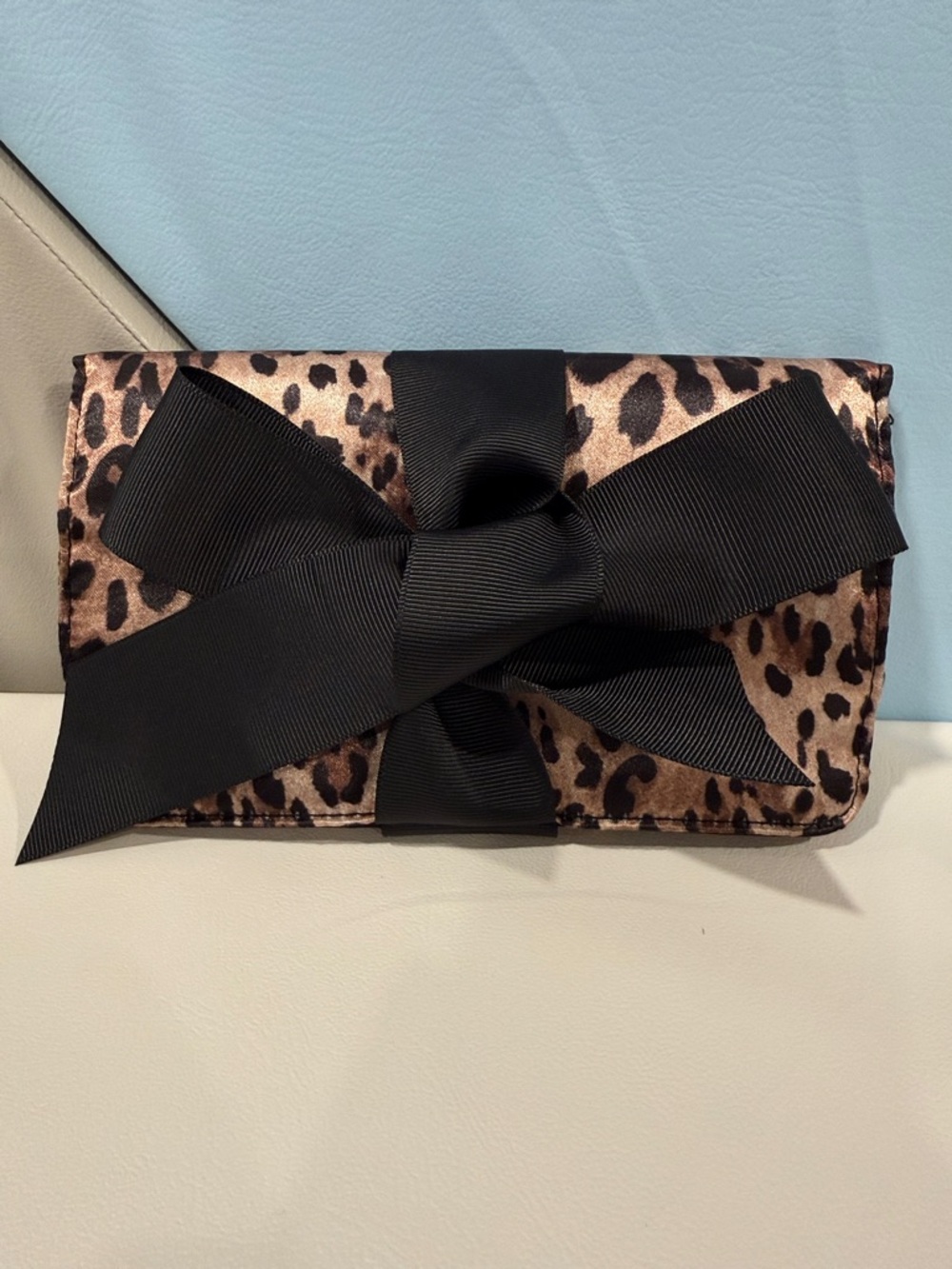 Jewelry Travel Case by WHBM Leopard Print with Black Ribbon